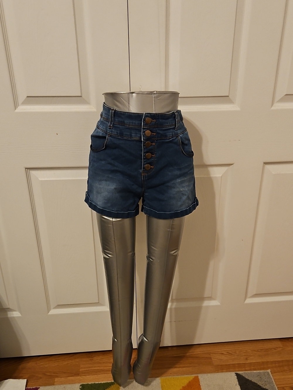 High-Waist Button Front Denim Shorts - Dark Blue Size 13 From Macy's